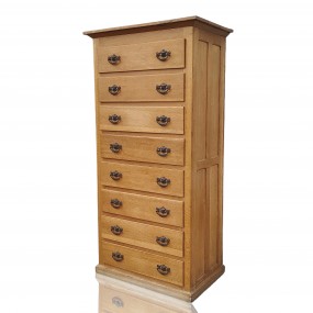 8-drawer wooden tall chest of drawers, brass handles