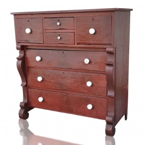 Antique pine bonnet chest of drawers 