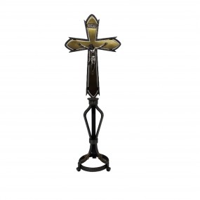 Antique metal standing crucifix