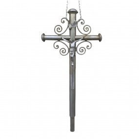 Croix de procession en métal, objet religieux, crucifix 