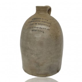Antique stoneware jug signed Collin & cie, Montreal 