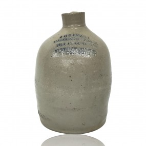 Antique stoneware merchant jug signed, Picard, Quebec