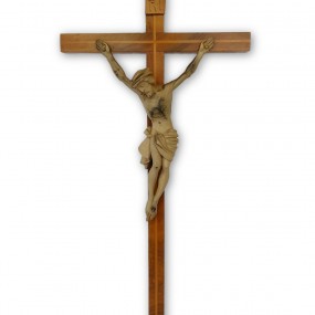 Crucifix avec corpus sculpté en bois 
