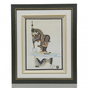 Coloured pencil and ink drawing signed Peter Ragee, cape Dorset