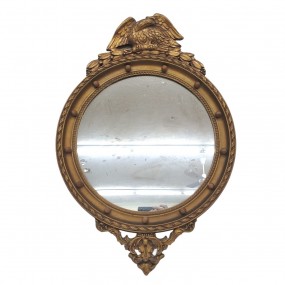 Elegant Federal-style oval mirror featuring a gilded frame topped with an eagle (broken beak)