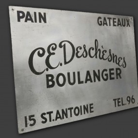 Enseigne publicitaire de boulangerie, C.E. Deschèsnes, pancarte 