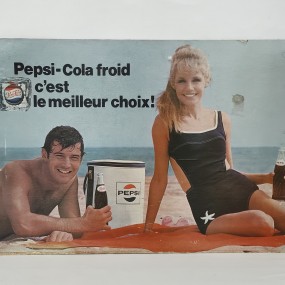 Enseigne publicitaire cartonnée Pepsi, pancarte, affiche, annonce