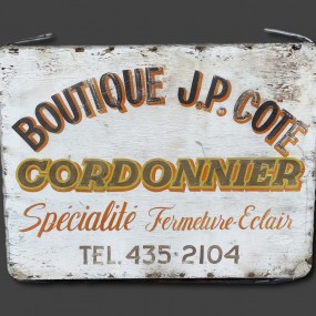 Enseigne publicitaire de cordonnier, pancarte, annonce 