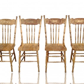 Set of 4 antique press-back chairs