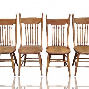 Set of 4 antique press-back chairs