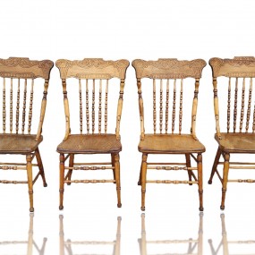 Set of 4 antique press-back chairs 