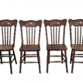 Set of 4 antique pressback chairs ( 2 Sold )