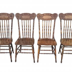 Set of 4 antique pressback chairs 