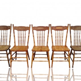 Set of 5 press-back chairs 