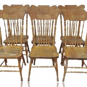 Ensemble de 6 chaises à dossiers pressés, pressback 