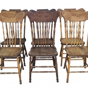Ensemble de 6 chaises à dossiers pressés, pressback 