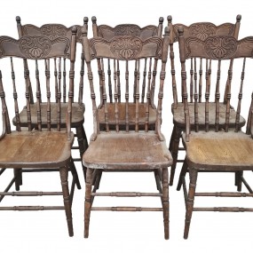 Set of 6 antique pressback chairs 