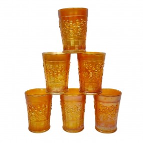 Ensemble de 6 verres, marigold carnaval, vaisselle de collection 