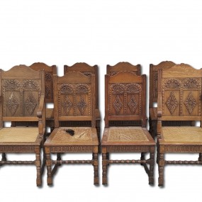 Ensemble de 8 chaises antiques, voir autres photos pour condition (entrepôt) 