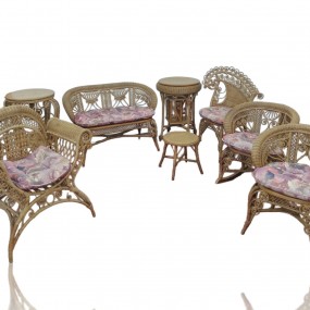 #60739 -  Set of lounge armchairs and table set, rattan furniture (one chair sold)