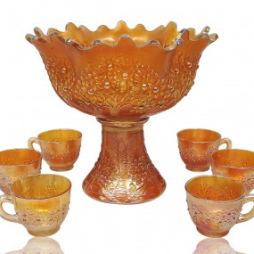 Ensemble de vaisselle carnaval ''punch bowl'' et 6 tasses, marigold 