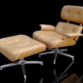 Fauteuil mid-century Modern MCM avec repose-pieds, chaise rembourrée