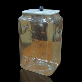 Large square battery Pyrex jar with lid