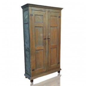 Grande armoire antique en pin décorée de 12 caissons, vers 1840