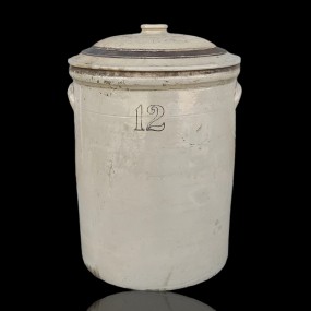 Grande jarre décorative en grès 12 gallons avec couvercle 