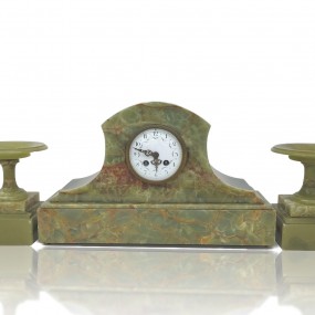 Vintage onyx mantel clock and candlesticks (see other picture for condition)
