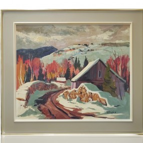 Huile sur masonite signée Bruno Côté, St-Fidèle (30'' x 36''), tableau, peinture  1
