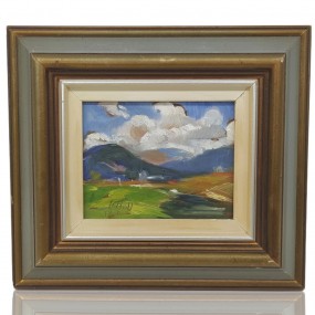 Huile sur masonite signée Maurice Lebon, tableau, peinture 