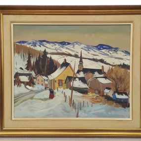 Huile sur toile signée Louis Tremblay, tableau, peinture, Notre-Dame-des-Monts