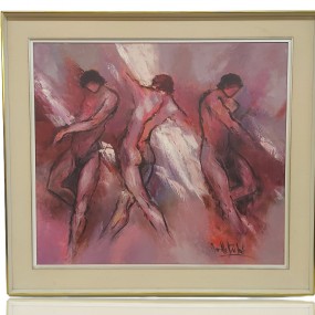 Huile sur toile signée Marcelle Dubé (32'' x 36''), tableau, peinture 