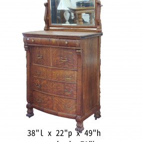 #58708 - 485$ Commode miroir en chêne, pattes de lion
