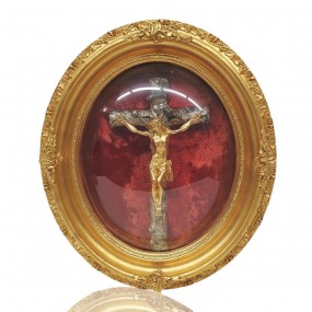 Antique frame with crucifix, very nice religious item 