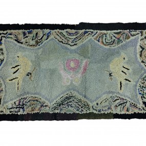 Vintage hooked rug with birds design 