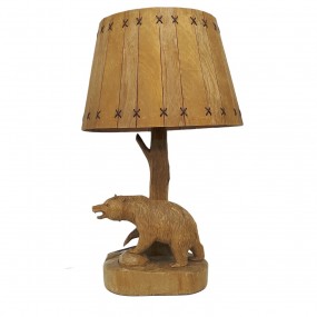 Jolie lampe sculptée en bois, sculpture art populaire, ours sculpté