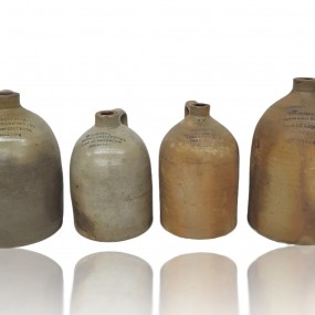 Vintage decorative stoneware merchant jug from Joliette (half gallon sold)