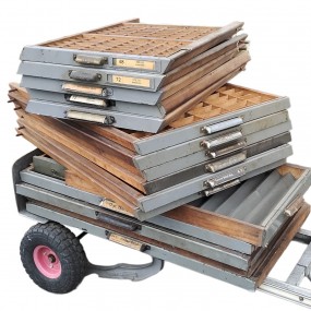 Lot of antique printing shop drawers