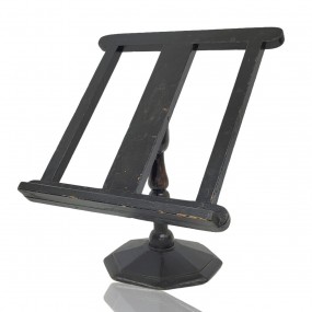 Black wooden lectern on turned base, antique book stand