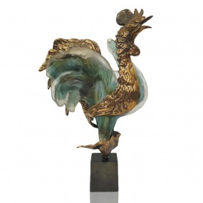 Very nice rooster bronze statue signed Yves Lohe 