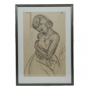 Magnifique esquisse signée Jean-Julien Bourgault, dessin, tableau