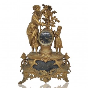 Magnifique horloge Française en métal doré, (fonctionnelle), voir autres photos pour condition