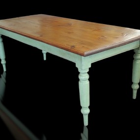 Magnifique table rustique avec pattes tournées, création à partir d'anciens matériaux 