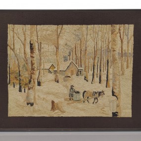 Magnifique tapis crocheté signée G.E.T. Georges Édouard Tremblay, Charlevoix