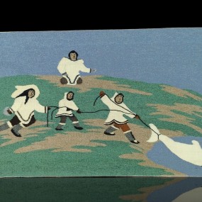 Magnifique tapisserie Inuit signée Annie Kilabuk (28 1/2'' x 45''), tapis 
