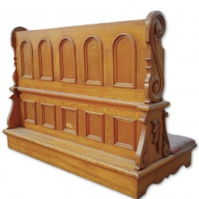 Ancien meuble prie-dieu, agenouilloir sculpté en bois