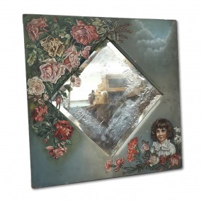 Miroir mural avec cadre peint à la main 