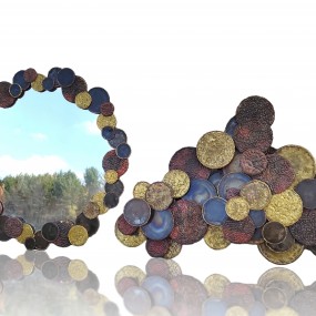 Round decorative wall mirror, sign Michelle Debien Lacoste